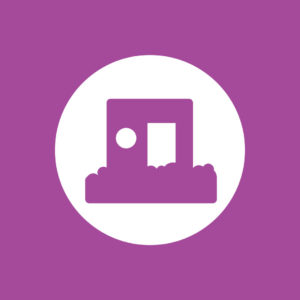The Art Shanty Projects logo, but in a magenta color.