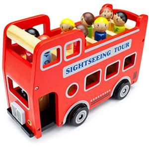 photo of red toy double-decker bus