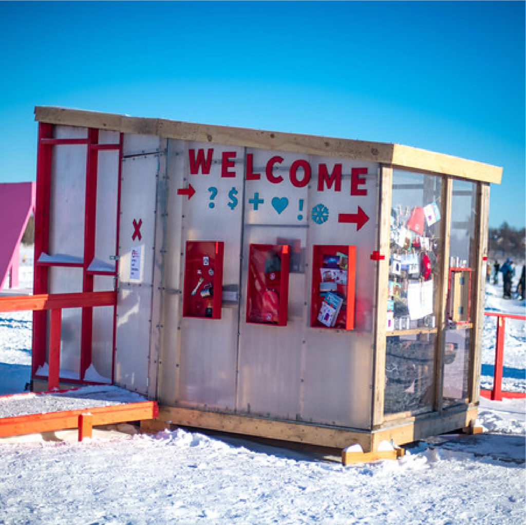 The Welcome Shanty on a sunny blue-sky day.