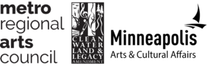 logos for Metro regional arts council, the land and legacy amendment, and the Minneapolis Arts & Cultural Affairs department