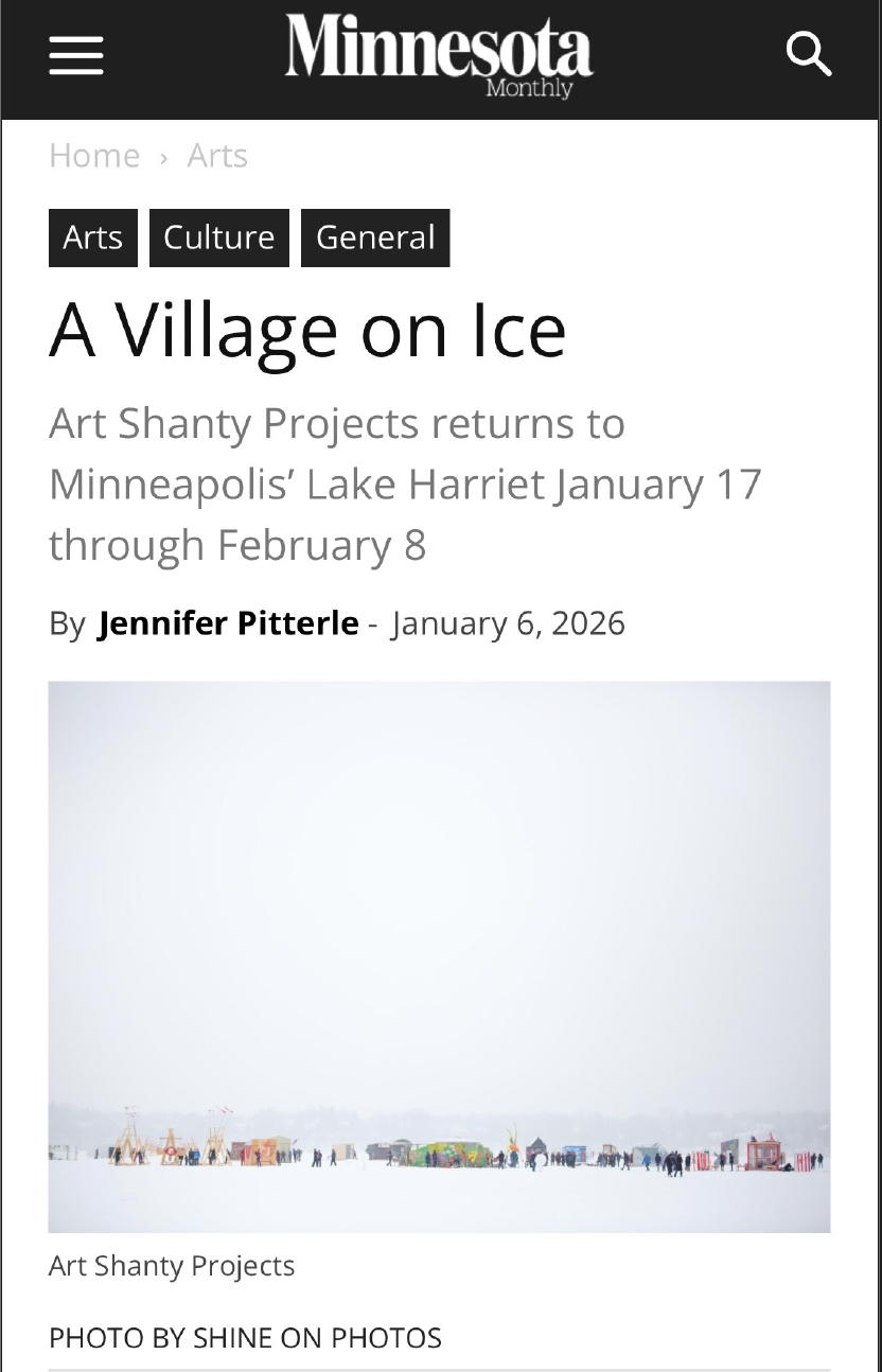 A screengrab from a Minnesota Monthly article about Art Shanty Projects