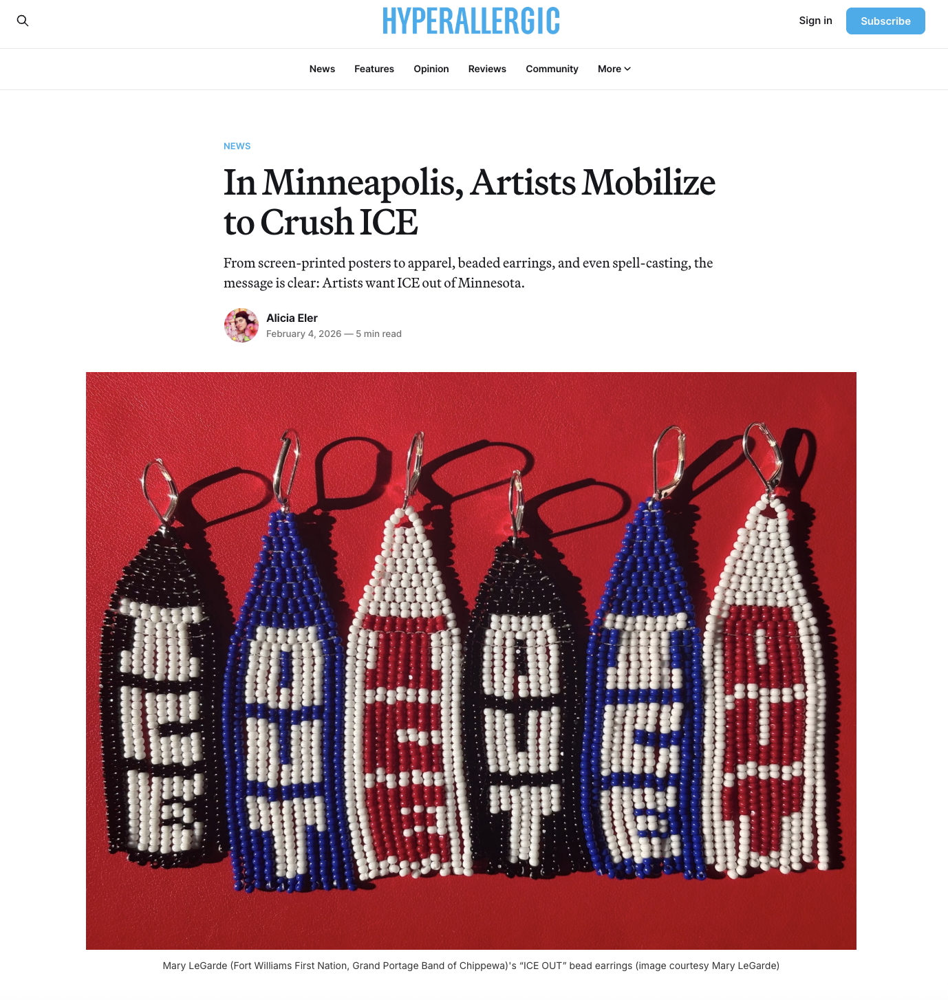 a screen grab from Hyperallergic online publication