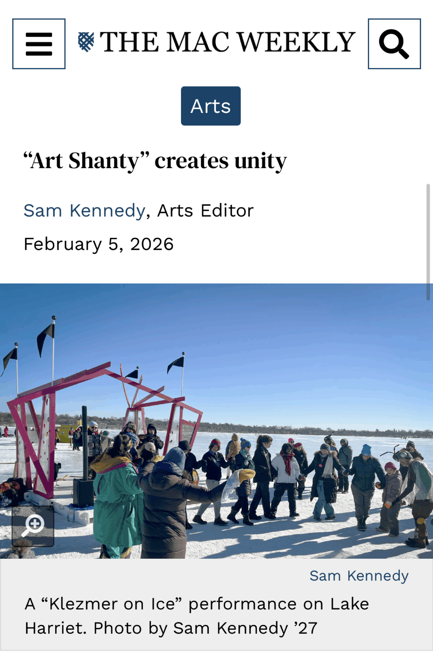 a screengrab from the Mac Weekly of an article by Sam Kennedy from February 5, 2026